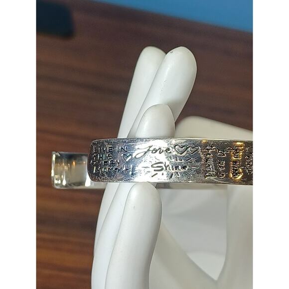 VTG Sterling Silver 925 LA Inspirational Love Life Be Brave Cuff Bracelet W/Box - Picture 9 of 15